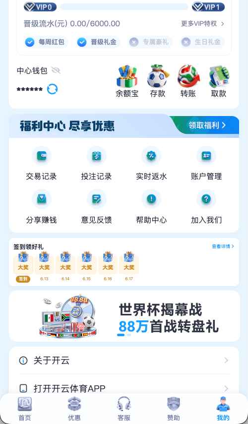 开云体育个人中心界面-账户资料与资金管理